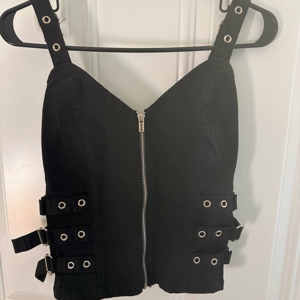 Royal Bones Black Zippered Top